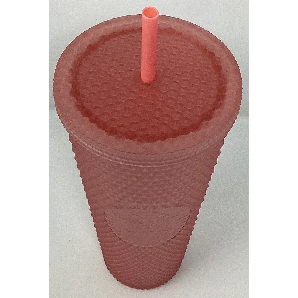 Matte Pink Lemonade Studded Starbucks Tumbler 24‎ Oz With Lid And Straw